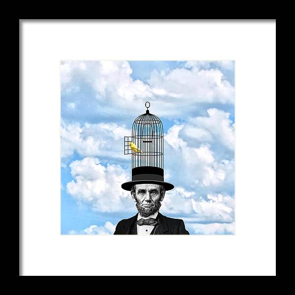 Abraham Lincoln Framed Print featuring the digital art Abraham Lincoln Presidential Canary by Garaga Designs