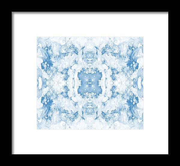 Abstract Framed Print featuring the mixed media Abstract 20 Blue by Lucie Dumas