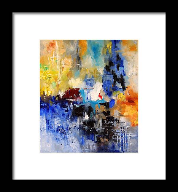 Abstract Framed Print featuring the painting Abstract 69070 by Pol Ledent