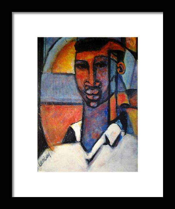 African Framed Print featuring the painting Abstract African by Barbara Lemley