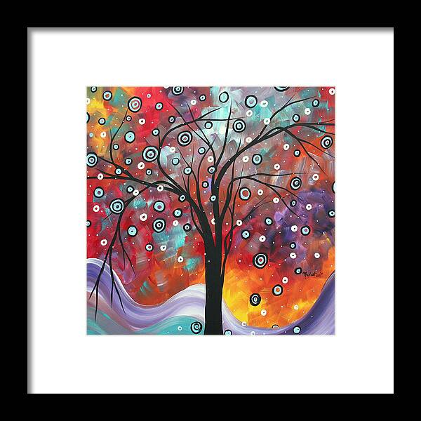 Abstract Framed Print featuring the painting Abstract Art Original Landscape SNOW FALL by MADART by Megan Aroon