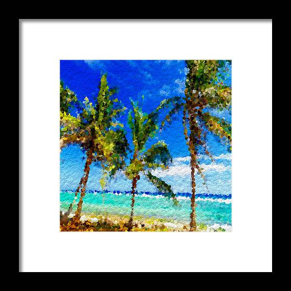 Anthony Fishburne Abstract Beach Palmettos Framed Print featuring the mixed media Abstract beach Palmettos by Anthony Fishburne