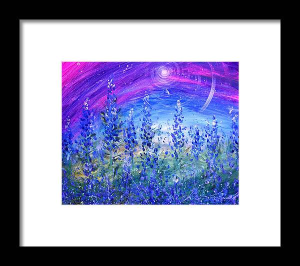 Bluebonnets Framed Print featuring the painting Abstract Bluebonnets by J Vincent Scarpace