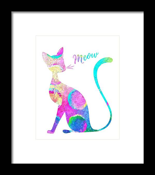 Watercolor Framed Print featuring the painting Abstract Cat by Zuzi 's