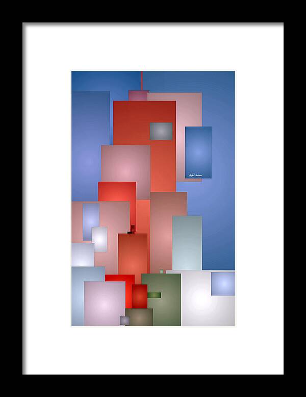Rafael Salazar Framed Print featuring the digital art Abstract Cityscape by Rafael Salazar