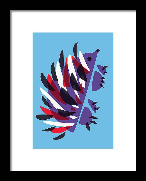 Hedgehog Framed Print featuring the digital art Abstract Colorful Hedgehog by Boriana Giormova