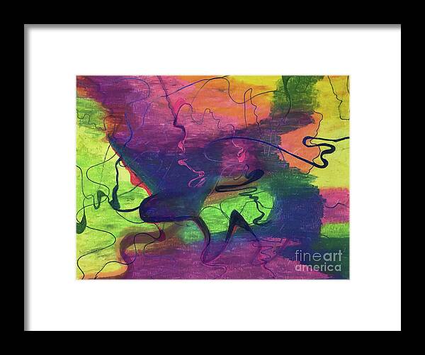 Colorful Abstract Cloud Swirling Lines By Annette M Stevenson Framed Print featuring the painting Colorful Abstract Cloud Swirling Lines by Annette M Stevenson