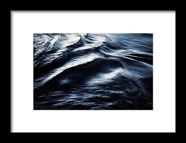 Black Framed Print featuring the photograph Abstract Dark Blurred Ripples by Jozef Jankola