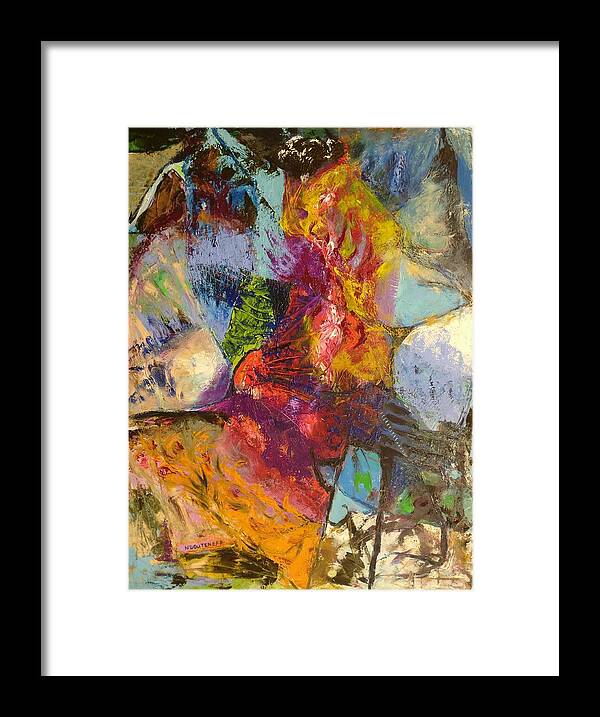 Abstract Framed Print featuring the painting Abstract Depths by Nicolas Bouteneff
