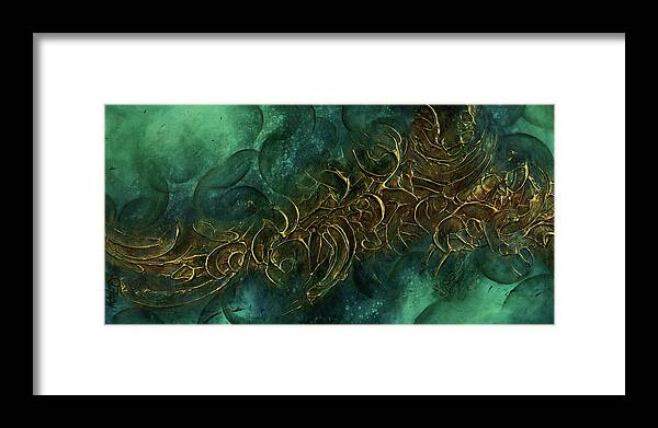 Turquoise Framed Print featuring the painting Abstract design 109 by Michael Lang