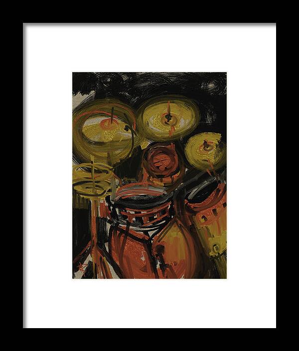 Drums Framed Print featuring the mixed media Abstract Drums by Russell Pierce