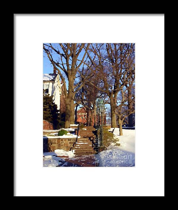 Central Moravian Church Framed Print featuring the photograph Abstract - Entrance to Central Moravian Church Complex by Jacqueline M Lewis