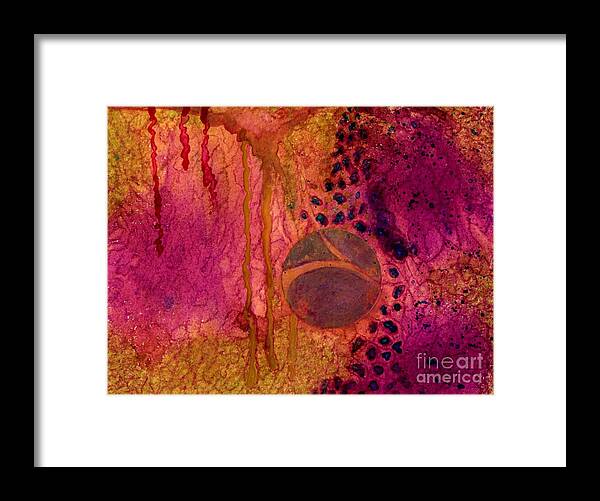 Abstract Framed Print featuring the painting Abstract in Gold and Plum by Desiree Paquette