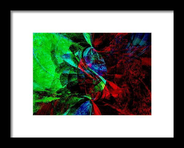 Abstract Framed Print featuring the digital art Abstract in red and green by Galeria Trompiz