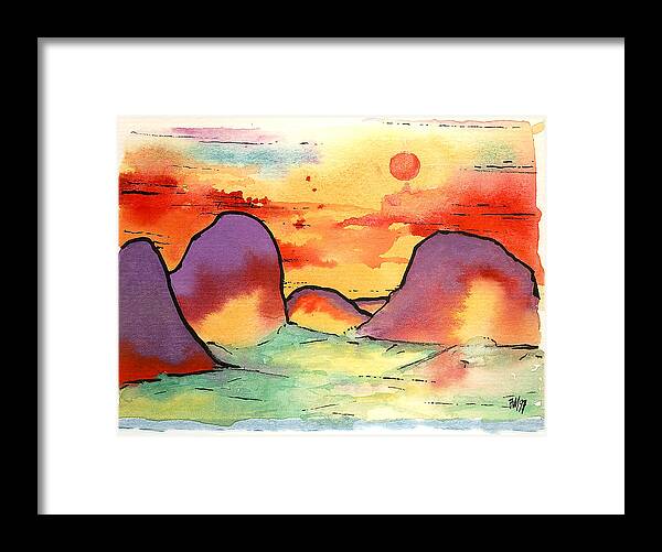 Abstract Landscape Framed Print featuring the painting Abstract Landscape 006 by Joe Michelli