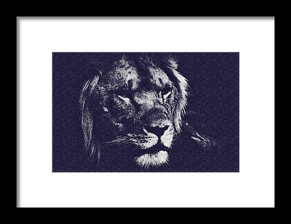 Lion Framed Print featuring the painting Abstract Lion Head by Celestial Images