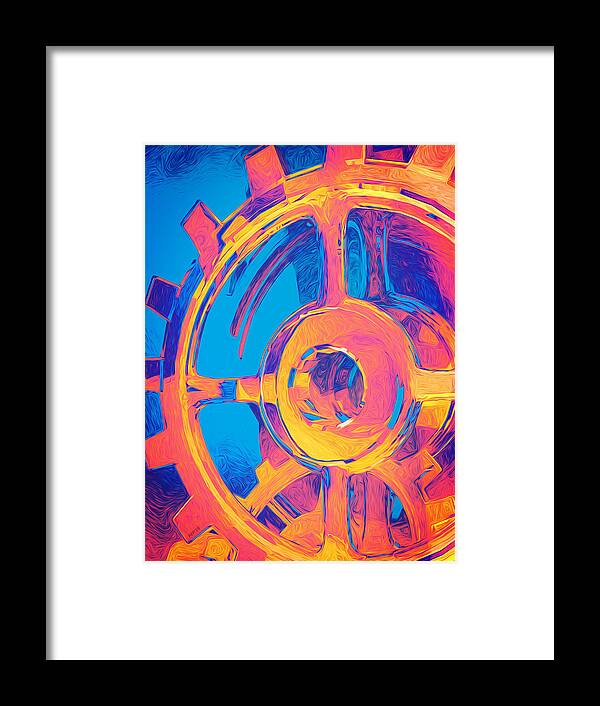 Surreal Framed Print featuring the digital art Abstract Macro Gears by Phil Perkins