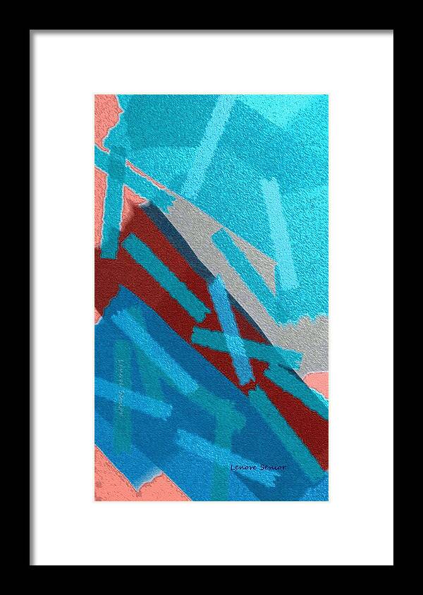 Abstract Framed Print featuring the mixed media Abstract - Mountains by Lenore Senior
