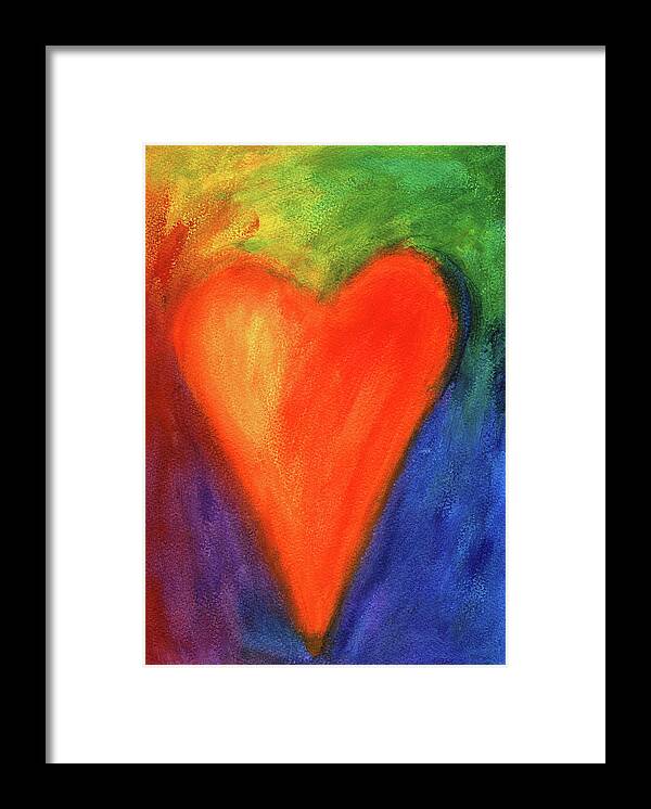 Painting Framed Print featuring the painting Abstract orange heart 1 by Karen Kaspar