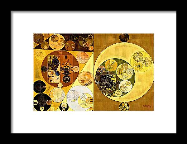 Composition Framed Print featuring the digital art Abstract painting - Golden brown by Vitaliy Gladkiy