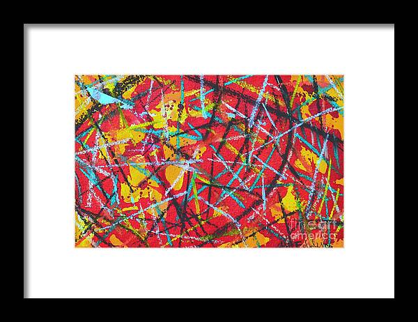 Abstract Framed Print featuring the painting Abstract Pizza 2 by Ana Maria Edulescu
