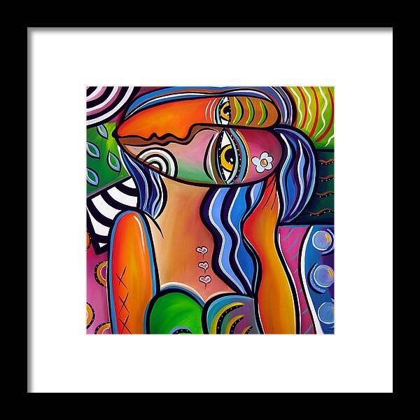 Pop Art Framed Print featuring the painting Abstract POP art original painting Shabby Chic by Tom Fedro