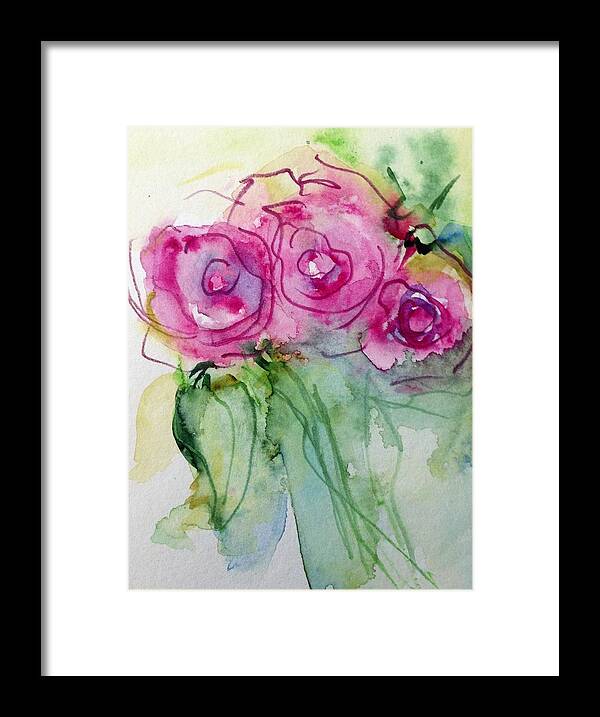 New Framed Print featuring the painting Abstract Roses by Britta Zehm