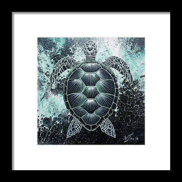 Sea Turtle Framed Print featuring the painting Abstract Sea Turtle by William Love