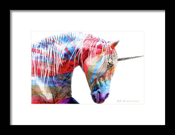 Original Framed Print featuring the digital art Unicornio by J U A N - O A X A C A