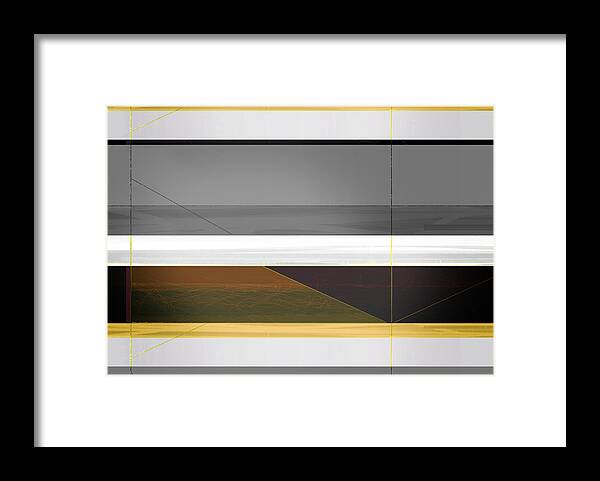 Abstract Framed Print featuring the painting Abstract Yellow and Grey by Naxart Studio