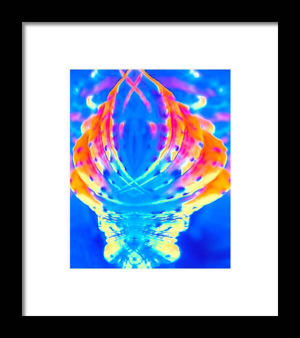 Circular Framed Print featuring the digital art Abstracts in Blue by Cathy Anderson