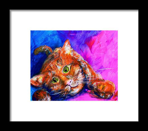 Cat Framed Print featuring the painting AbstrCat by J Vincent Scarpace
