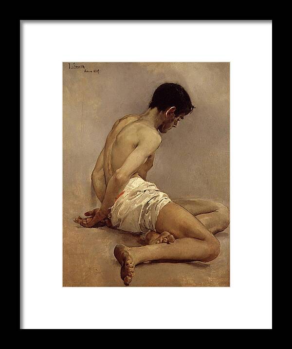 Academic Framed Print featuring the painting Academic Study from Life by Joaquin Sorolla