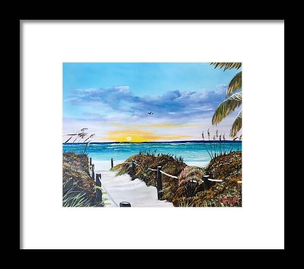 Siesta Key Framed Print featuring the painting Access The Siesta Key Sunset by Lloyd Dobson
