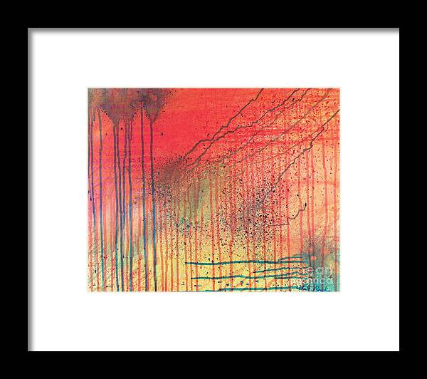 Abstract Framed Print featuring the painting Acid Rain by Walt Brodis