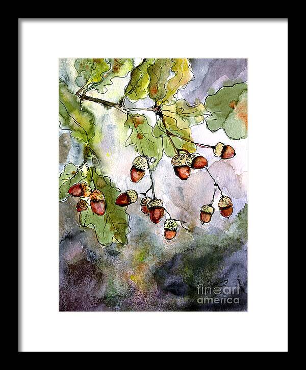 Acorns Framed Print featuring the painting Acorns by Ginette Callaway
