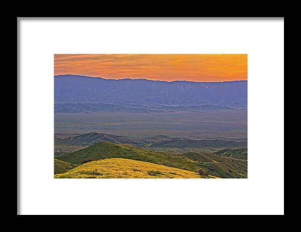 California Framed Print featuring the photograph Across the Carrizo Plain at Sunset by Marc Crumpler