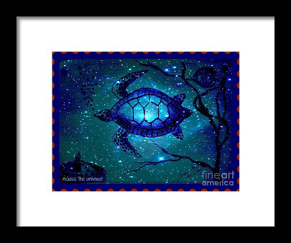 Turtle Framed Print featuring the mixed media Across The Universe by Leanne Seymour