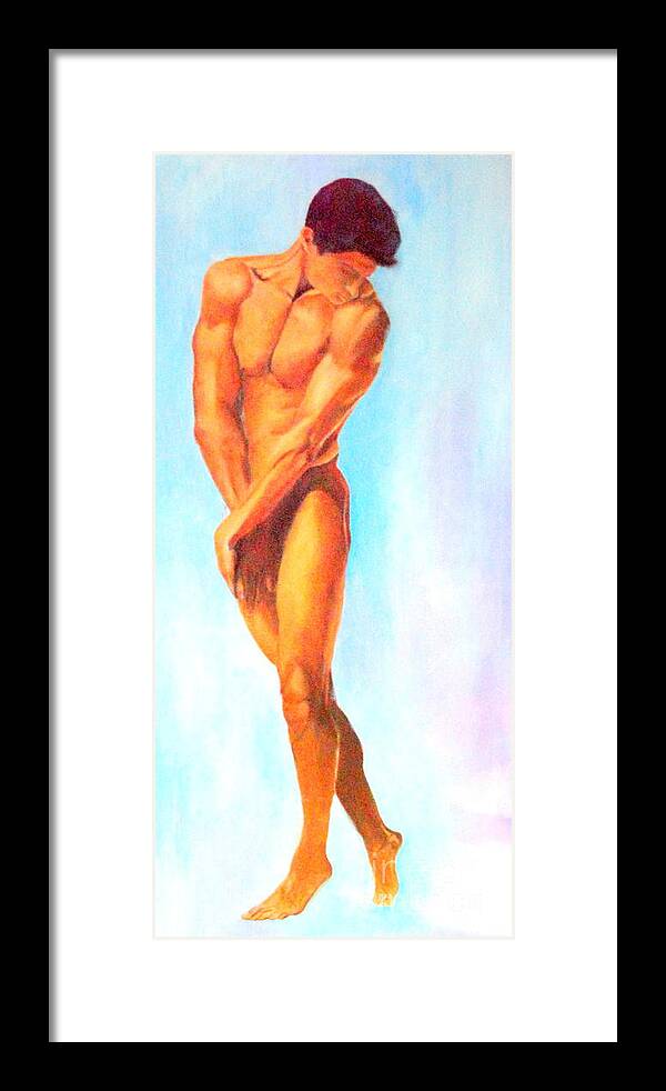 Study Of Muscels Framed Print featuring the painting Adam by Dagmar Helbig