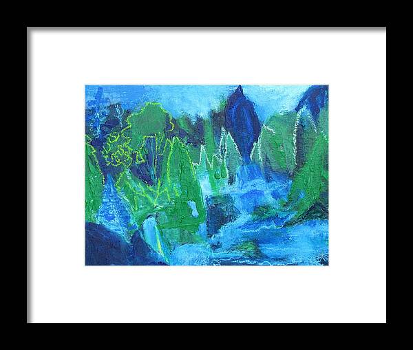Evergreen Shaped Trees Framed Print featuring the painting Adirondack Spring by Betty Pieper