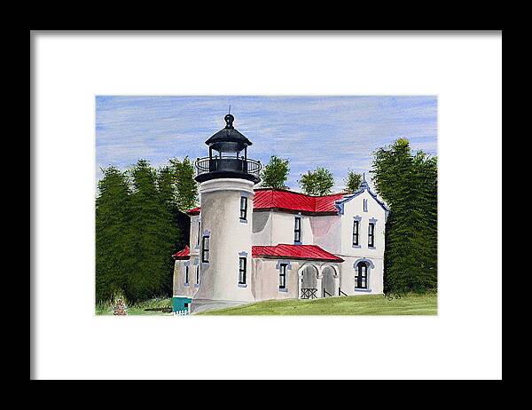 Painting Framed Print featuring the painting Admiralty Head Lighthouse by Mary Gaines