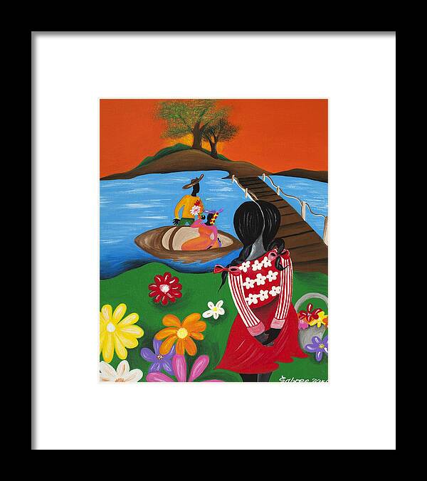 Children Framed Print featuring the painting Admiration by Patricia Sabreee