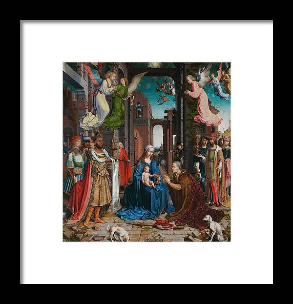 Adoration Of The Magi Framed Print featuring the painting Adoration of the Magi by Jan Gossaert