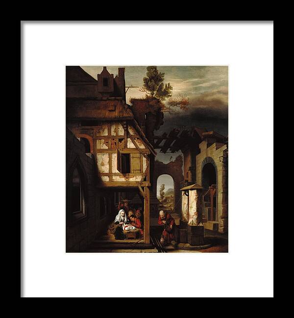 Painting Framed Print featuring the painting Adoration Of The Shepherds by Mountain Dreams