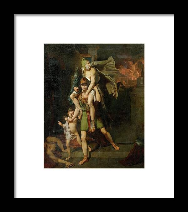 Brocas Framed Print featuring the painting Aeneas fleeing with his father by MotionAge Designs
