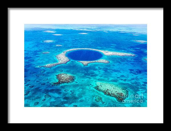 Day Framed Print featuring the photograph Aerial of the Great Blue Hole - Belize by Matteo Colombo