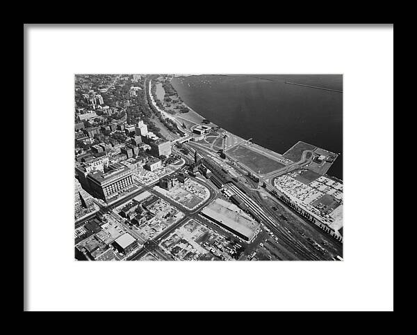 Milwaukee Framed Print featuring the photograph Aerial Shot of Milwaukee - 1961 by Chicago and North Western Historical Society