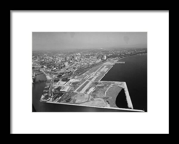 Milwaukee Framed Print featuring the photograph Aerial Shot of Milwaukee Wisconsin Shoreline - 1961 by Chicago and North Western Historical Society