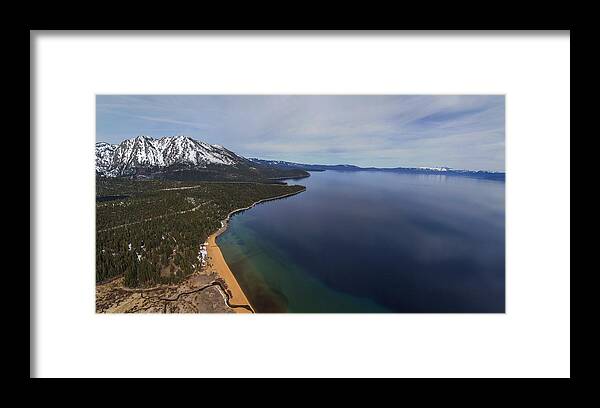 Ski Beach Framed Print featuring the photograph Aerial View of Ski Beach, Lake Tahoe by Brad Scott