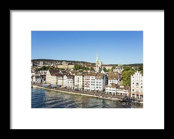 Europe Framed Print featuring the photograph Aerial view of Zurich, Switzerland. by Didier Marti